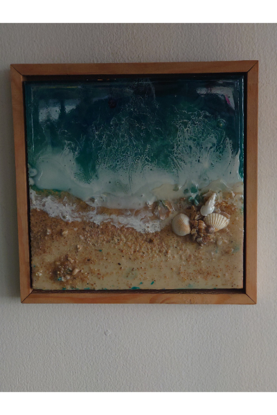 RW80015 - Blue Ocean Sea Shell  - 04 Pieces - Framed